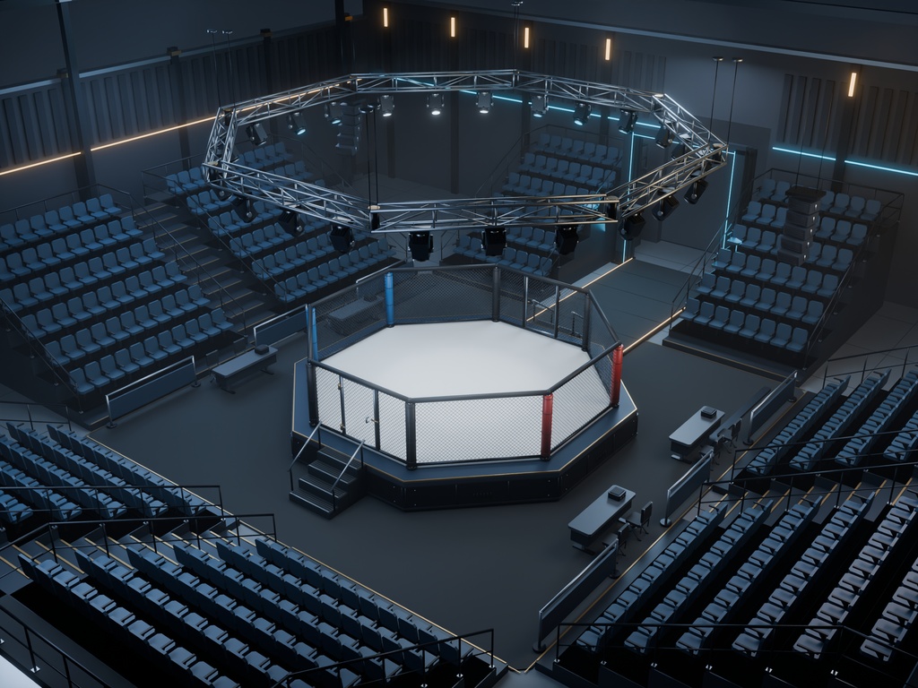 【期間限定価格】3D格闘技MMA会場blender・FBX背景素材