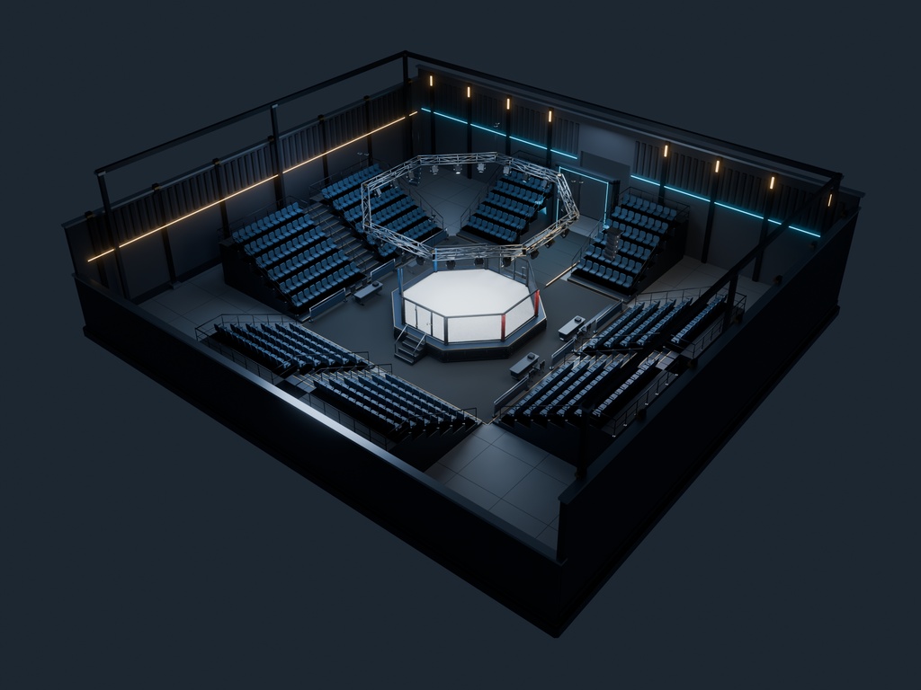 【期間限定価格】3D格闘技MMA会場blender・FBX背景素材