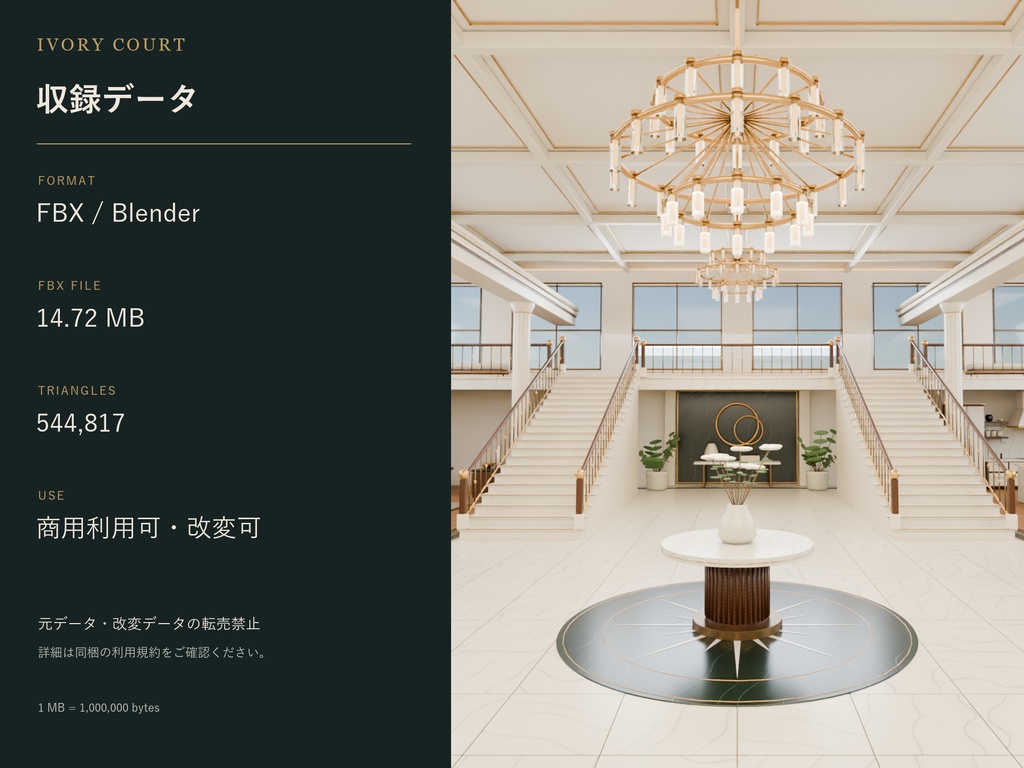 【期間限定価格】3D大豪邸 大邸宅内装 blender・FBX背景素材