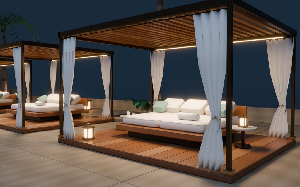【期間限定価格】3Dナイトプールblender・FBX背景素材