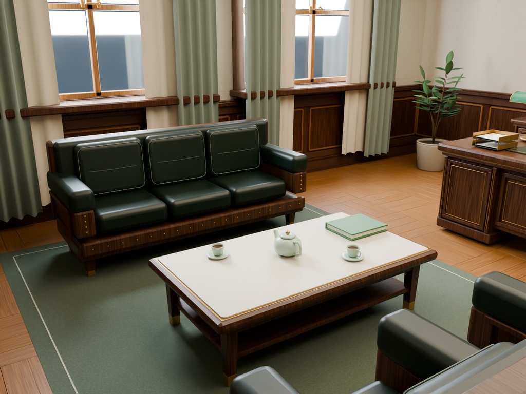【期間限定価格】3D校長室 内装 blender・FBX背景素材 学園