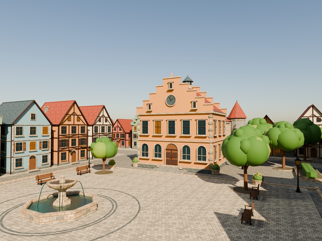【期間限定価格】3Dドイツ街並み blender・FBX 都市