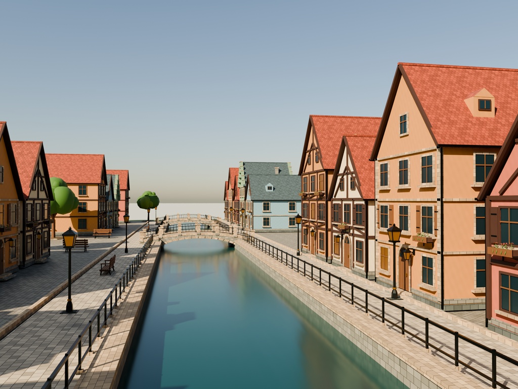 【期間限定価格】3Dドイツ街並み blender・FBX 都市