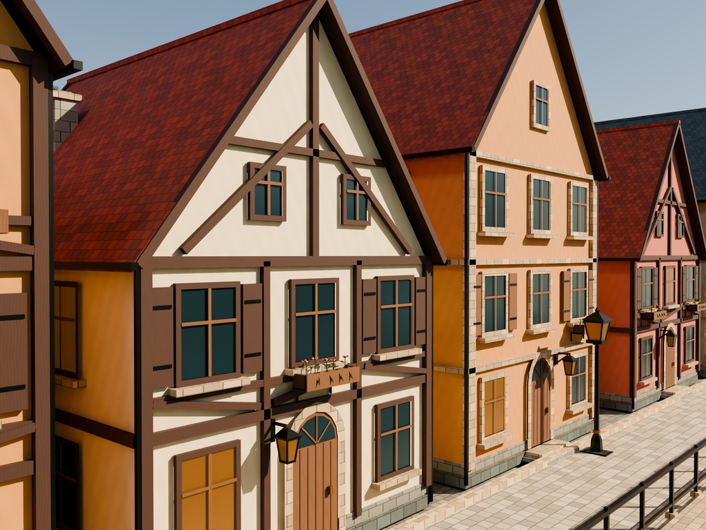 【期間限定価格】3Dドイツ街並み blender・FBX 都市