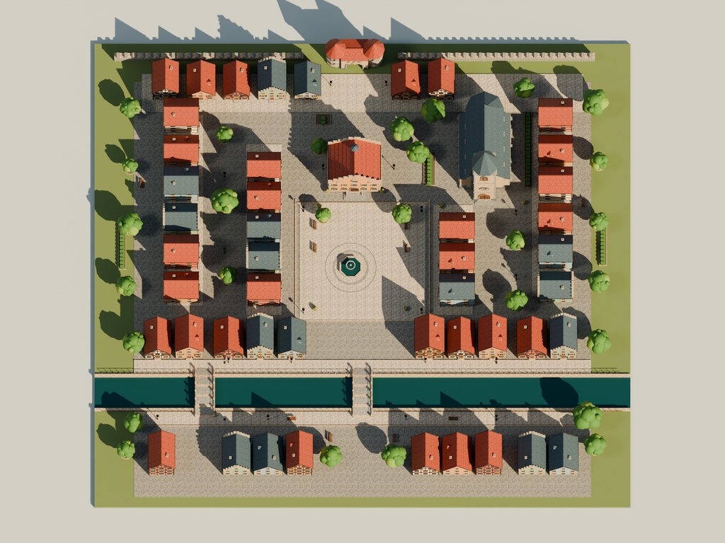 【期間限定価格】3Dドイツ街並み blender・FBX 都市