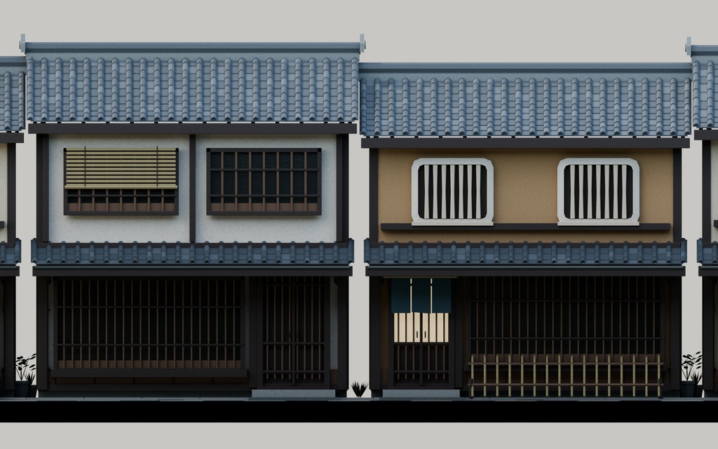 【期間限定価格】3D京町家の街並み路地blender・FBX背景素材