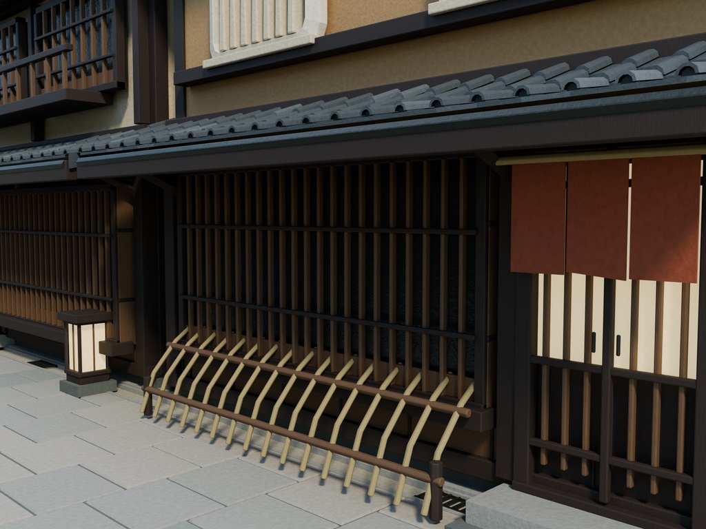 【期間限定価格】3D京町家の街並み路地blender・FBX背景素材