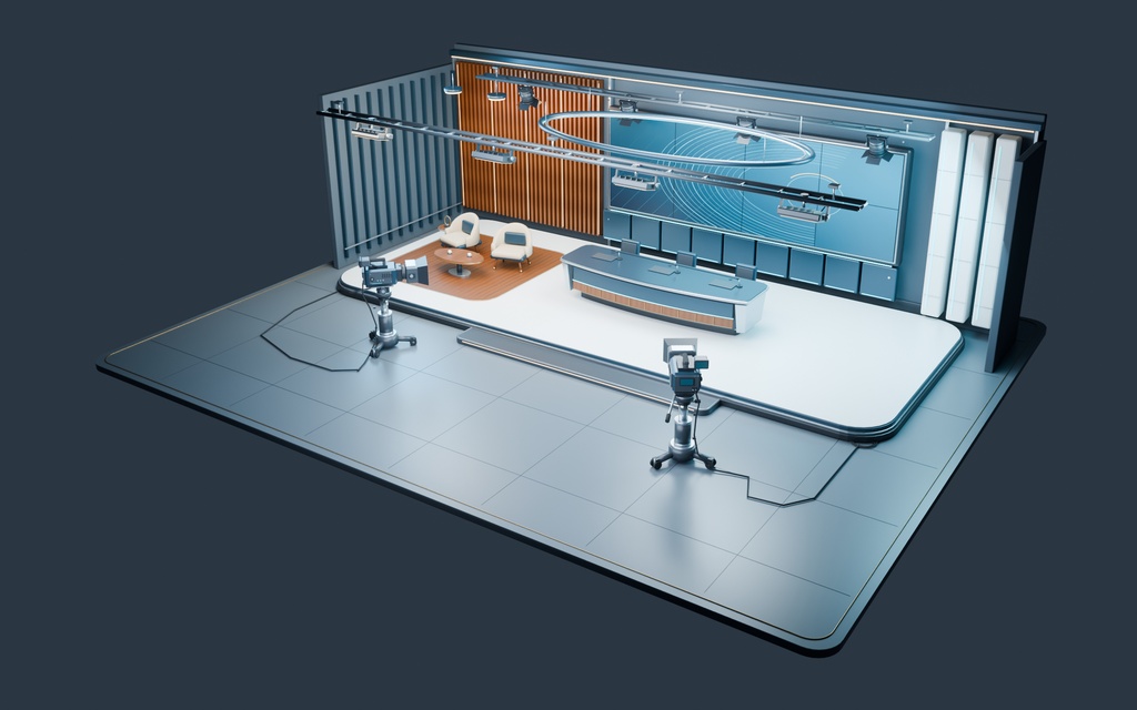 【期間限定価格】3Dテレビ番組スタジオ内装 blender・FBX背景素材