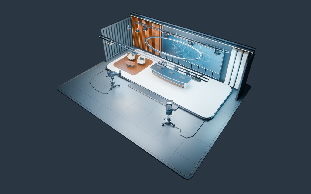 【期間限定価格】3Dテレビ番組スタジオ内装 blender・FBX背景素材