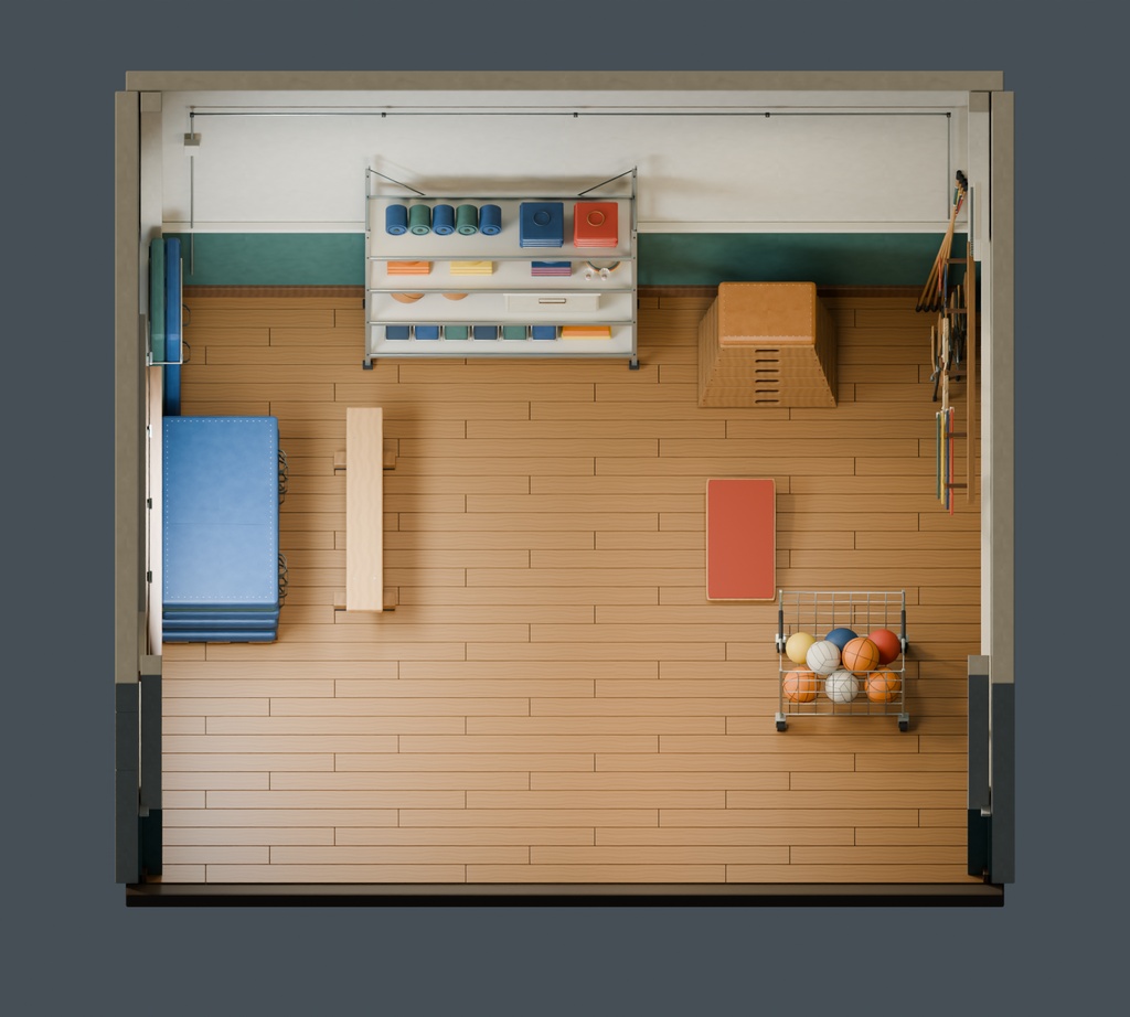 【期間限定価格】3D体育倉庫 内装blender・FBX背景素材