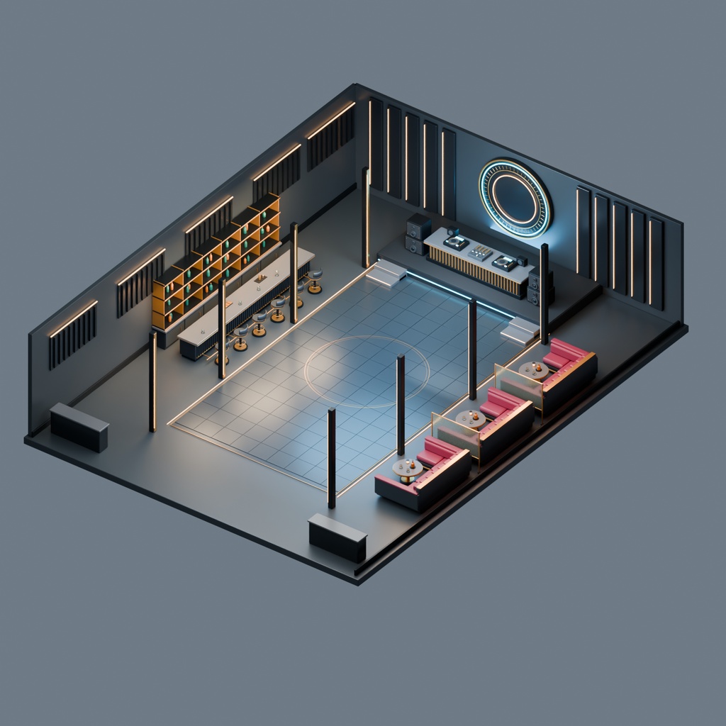 【期間限定価格】3Dナイトクラブ内装 blender・FBX背景素材ダンスクラブ