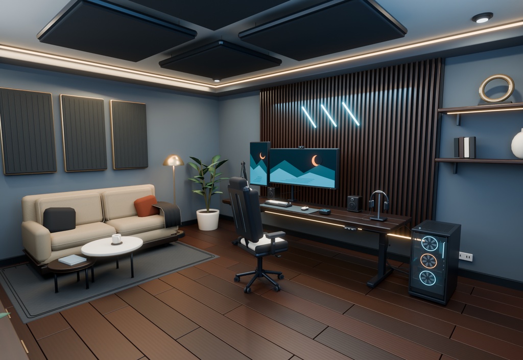 【期間限定価格】3Dゲーム部屋 配信者 blender・FBX背景素材