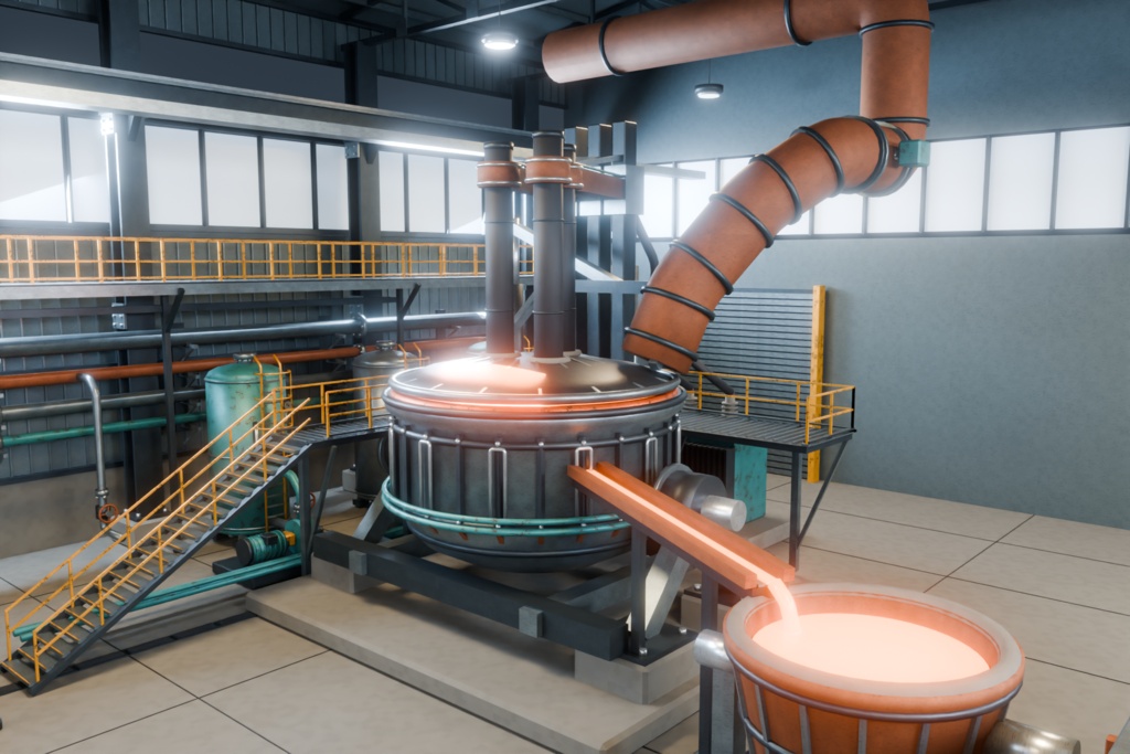 【期間限定価格】3D製鉄工場 内装 blender・FBX背景素材