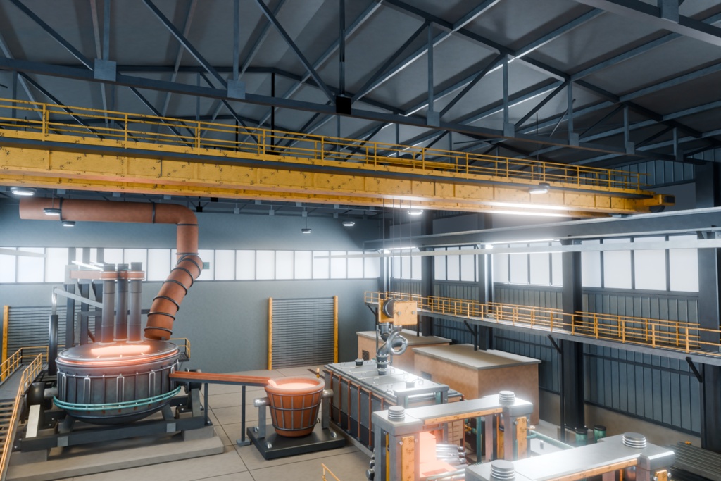 【期間限定価格】3D製鉄工場 内装 blender・FBX背景素材