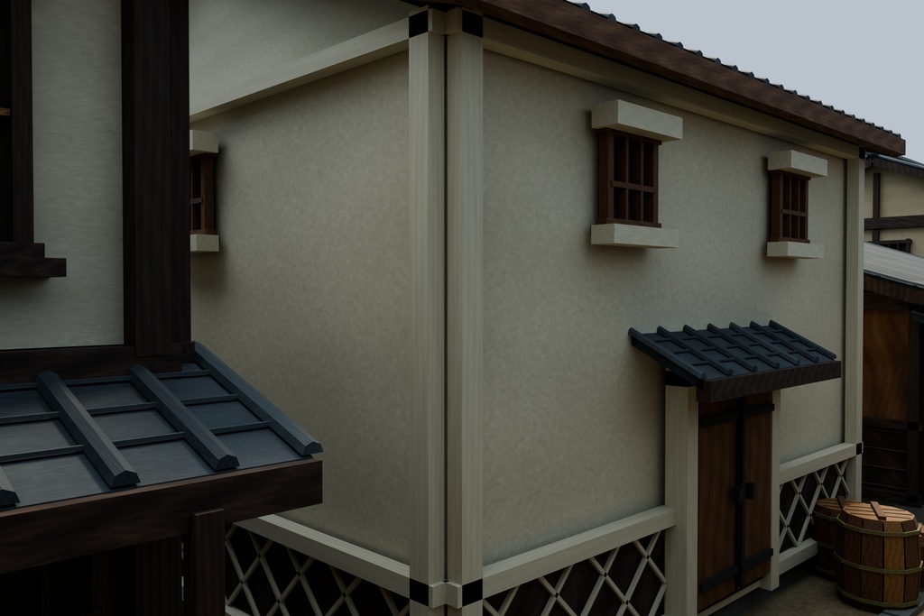 【期間限定価格】3D60棟 江戸の街並みFBX blender