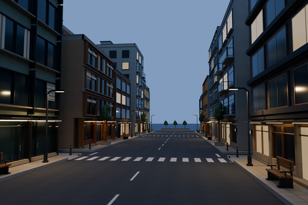 【期間限定価格】3D密集繫華街 都市 blender・FBX背景素材