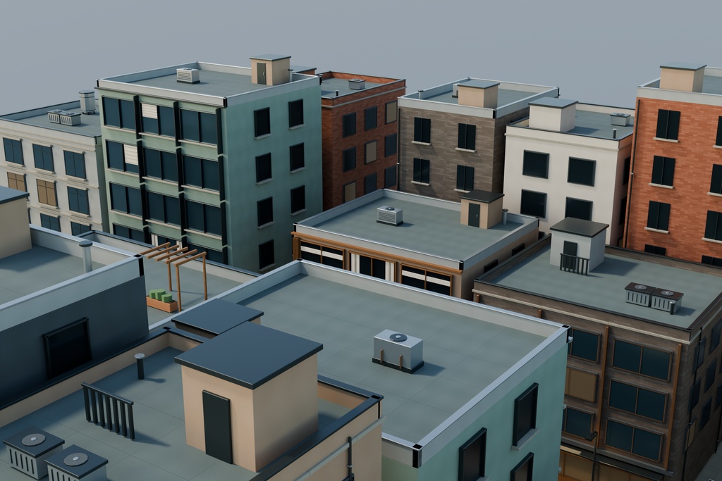 【期間限定価格】3D密集繫華街 都市 blender・FBX背景素材