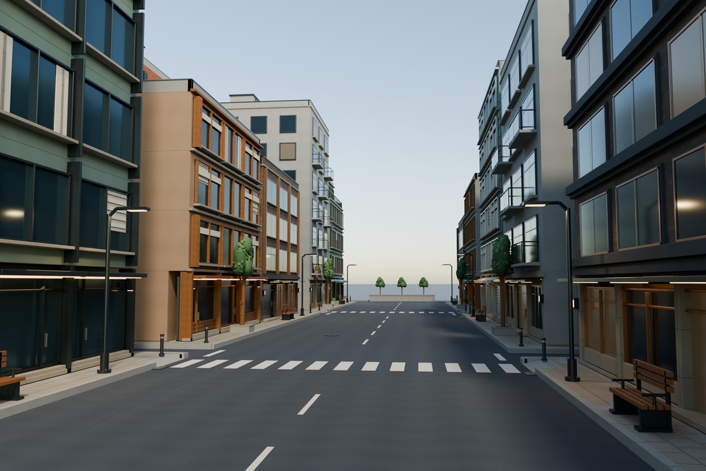 【期間限定価格】3D密集繫華街 都市 blender・FBX背景素材