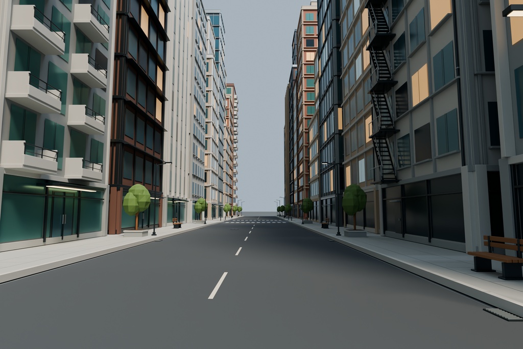 【期間限定価格】3D密集 ビル街都市blender40棟 FBX背景素材