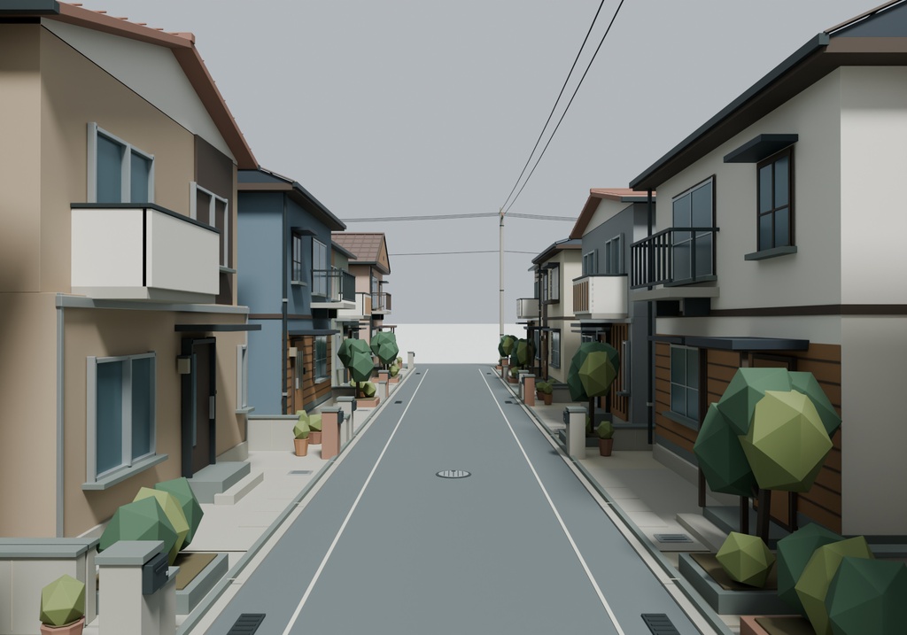 【期間限定価格】3D住宅街 高品質FBX背景素材 blender