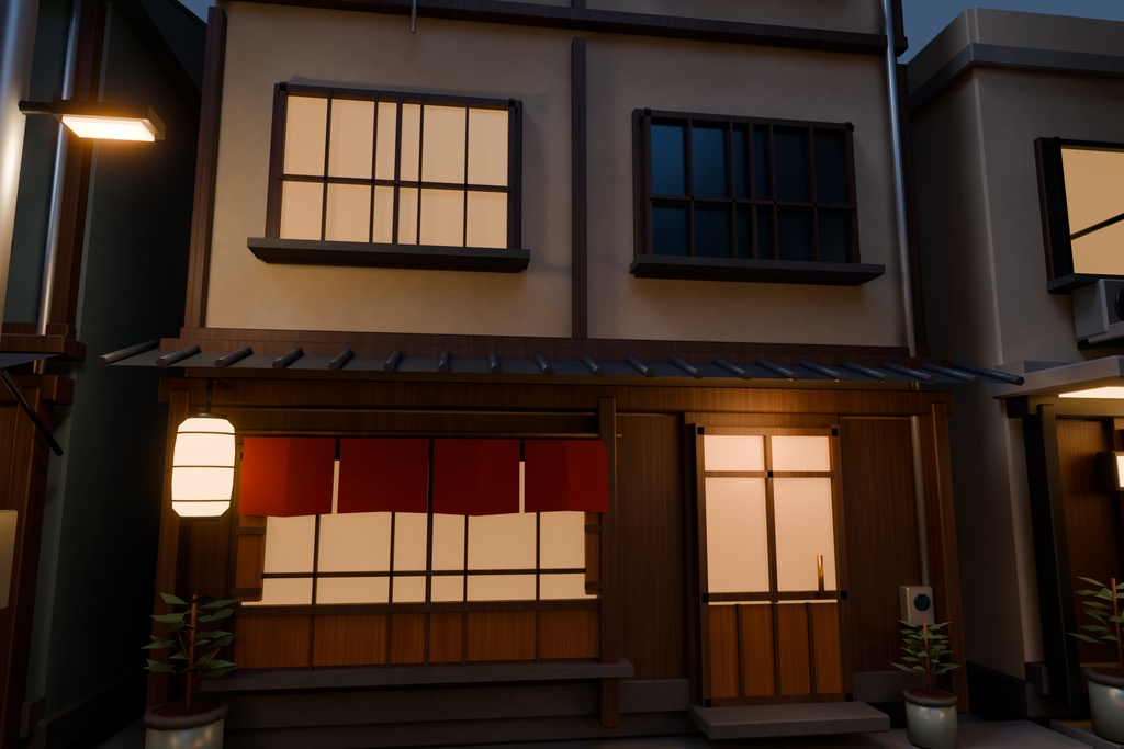 【期間限定価格】3D横丁 飲み屋街 blender FBX背景素材