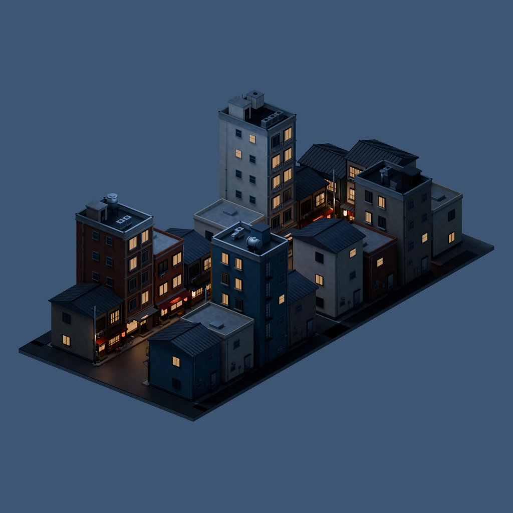 【期間限定価格】3D横丁 飲み屋街 blender FBX背景素材