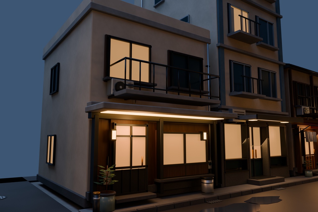 【期間限定価格】3D横丁 飲み屋街 blender FBX背景素材
