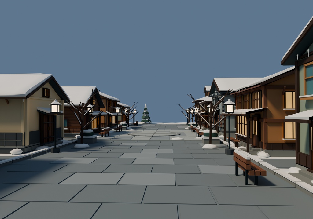 【期間限定価格】3D雪国の街並み20棟 高品質blender・FBX背景素材