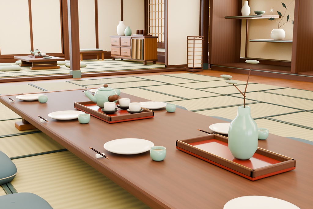 【期間限定価格】3D和風 豪邸内装 高品質blender・FBX背景素材 大邸宅