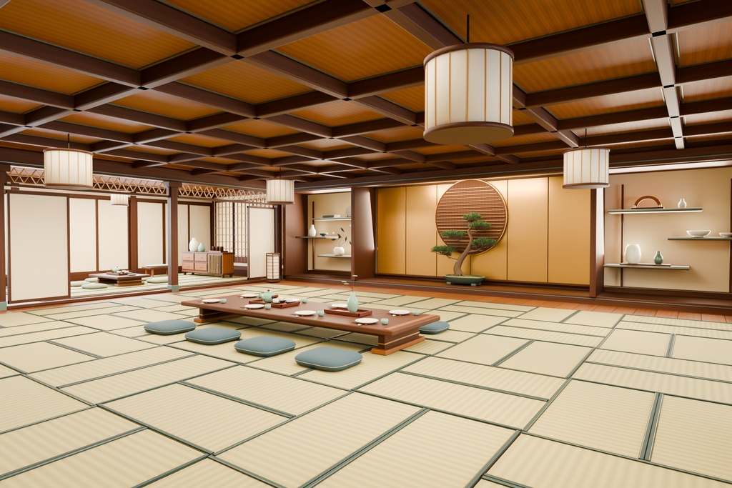 【期間限定価格】3D和風 豪邸内装 高品質blender・FBX背景素材 大邸宅