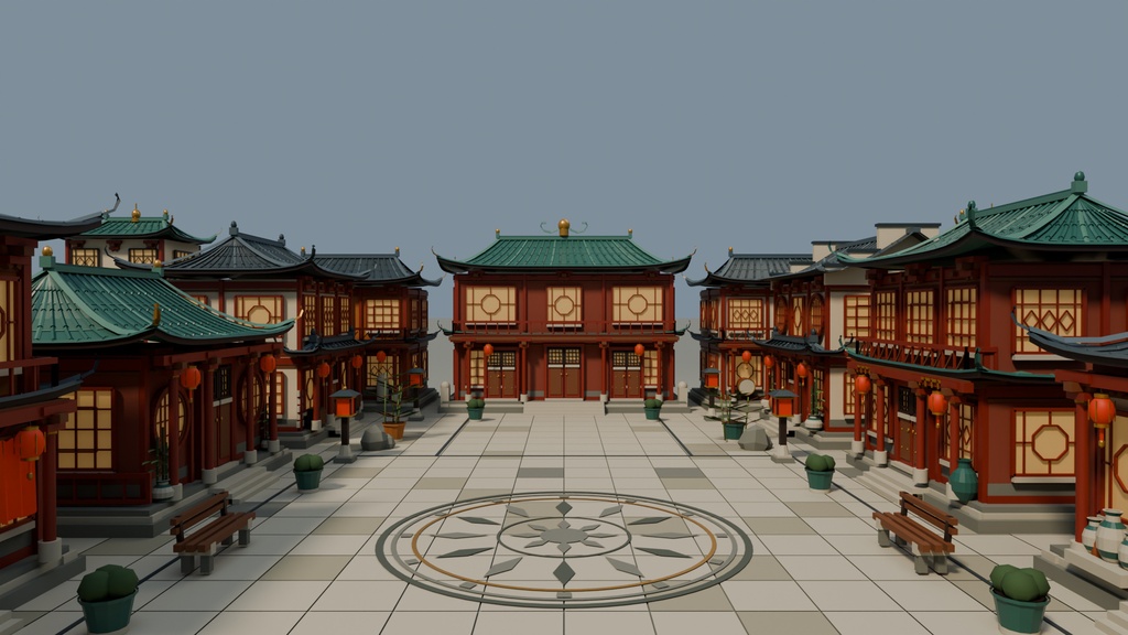 【期間限定価格】3D中華風の街並み 高品質blender・FBX背景素材 中華町