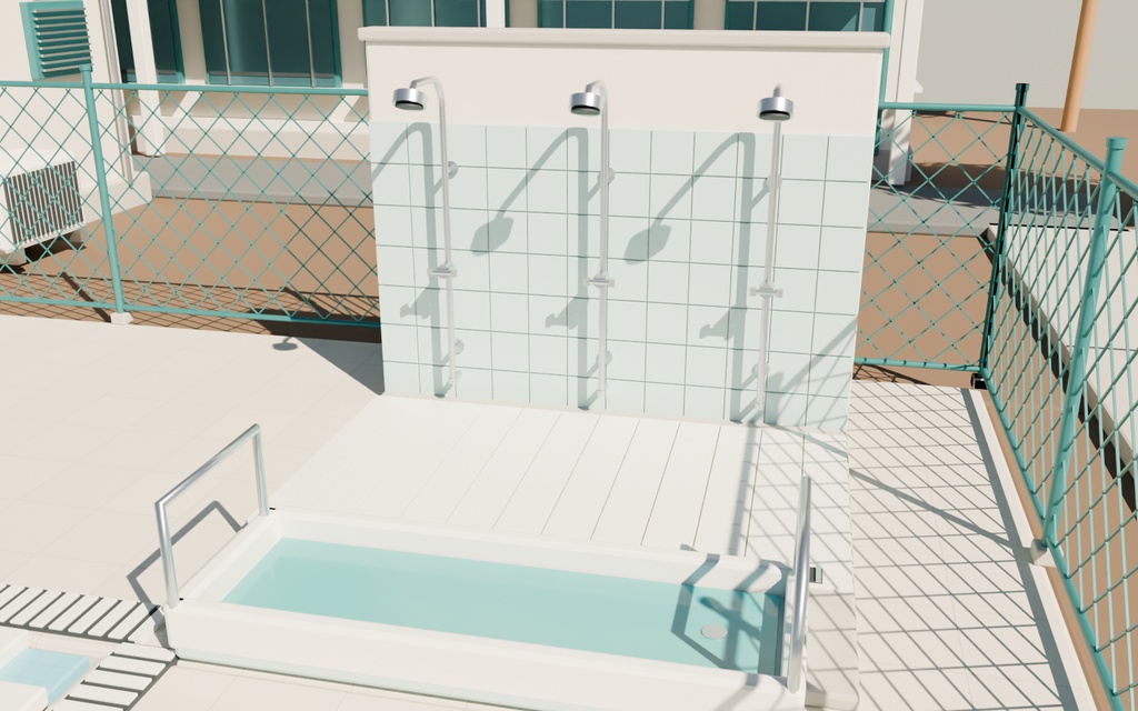 【期間限定価格】3D学校のプール blenderFBX背景素材