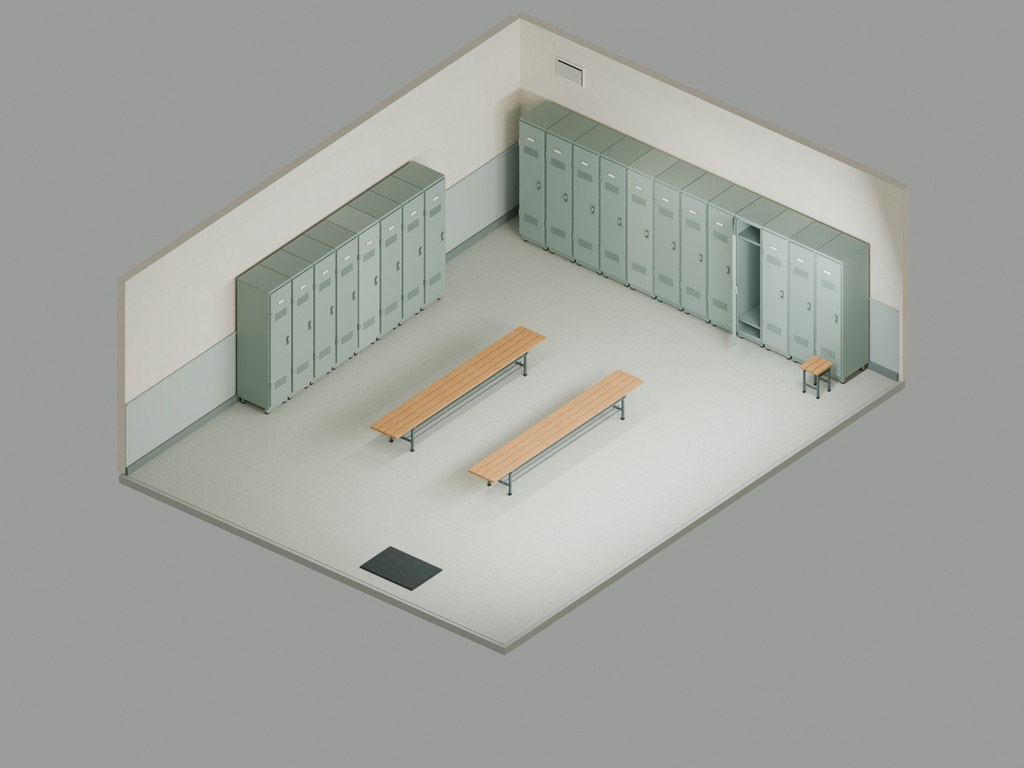 【期間限定価格】3D学校の更衣室内装 FBX背景素材blender