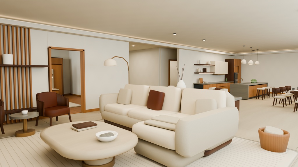 【期間限定価格】3Dモダンな家 内装 高品質blender・FBX背景素材