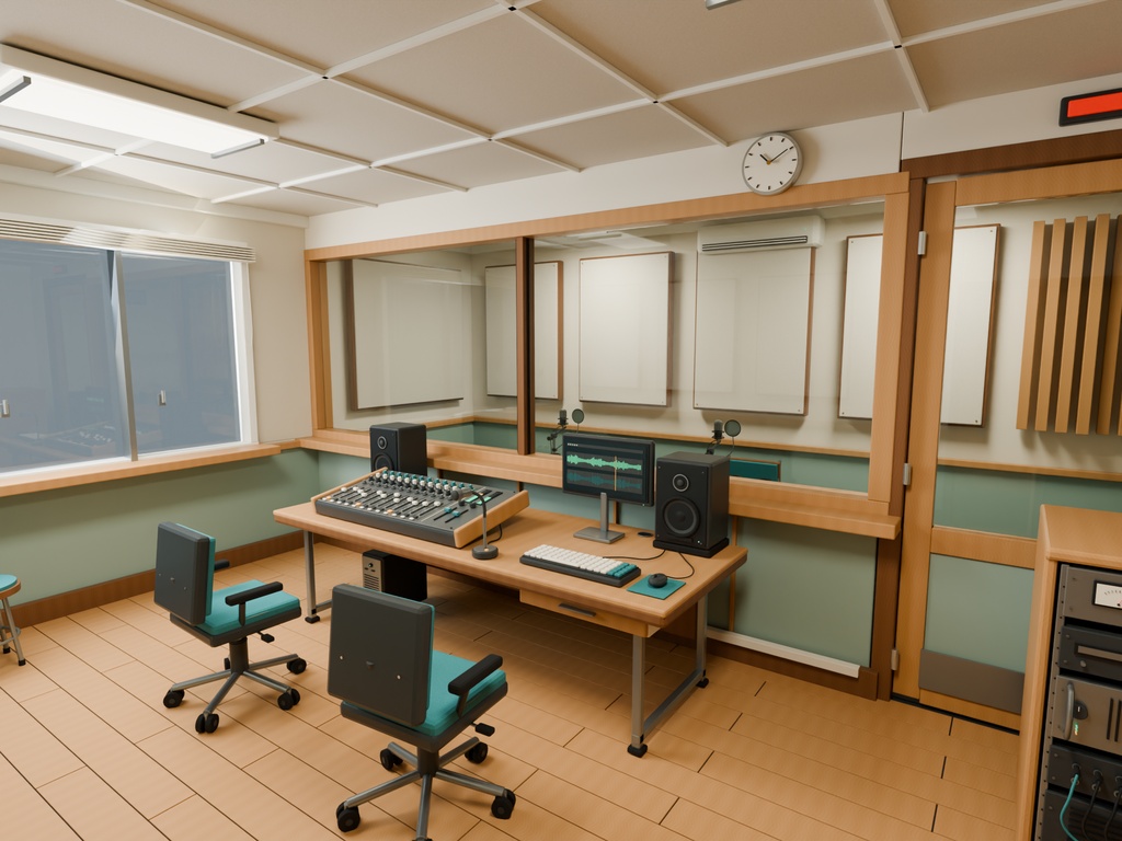 【期間限定価格】3D学校の放送室内装 高品質blender・FBX背景素材漫画背景