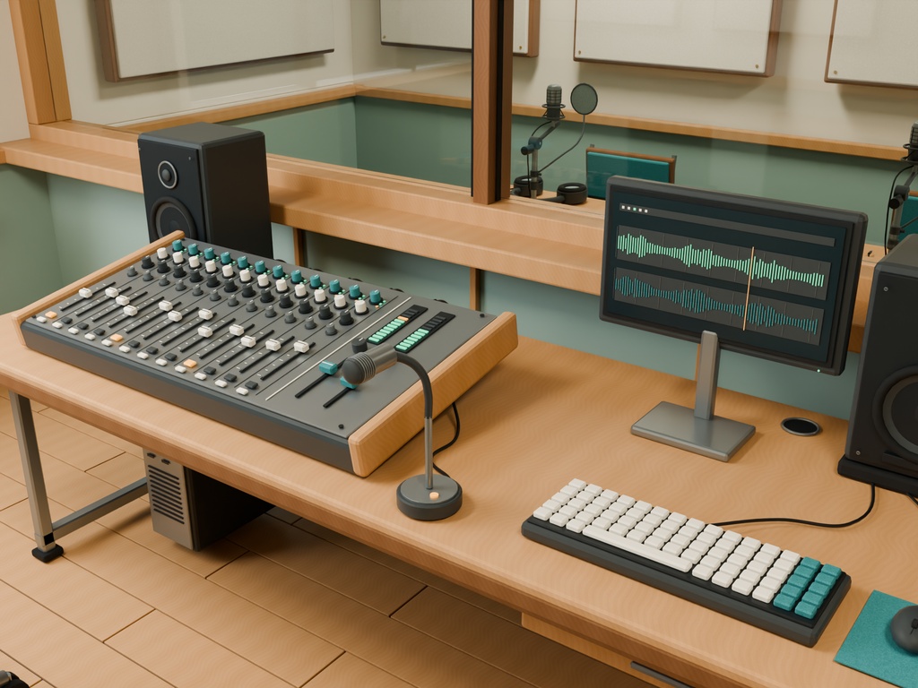 【期間限定価格】3D学校の放送室内装 高品質blender・FBX背景素材漫画背景