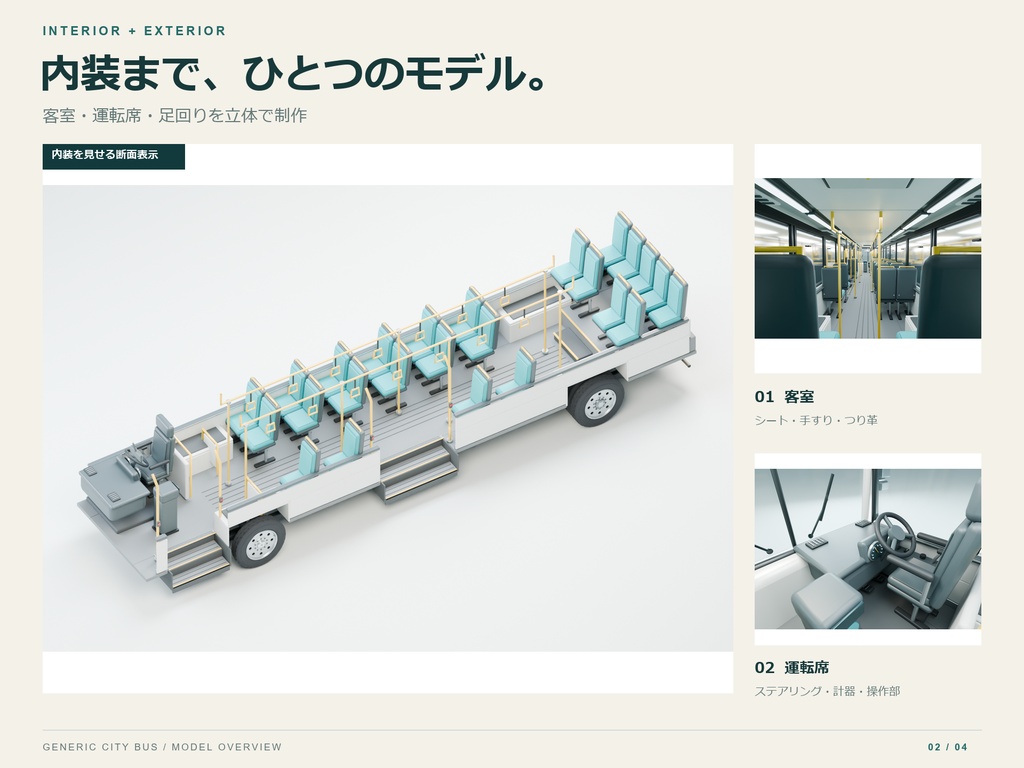 【期間限定価格】3Dバス外装+内装込み 高品質blender・FBX背景素材