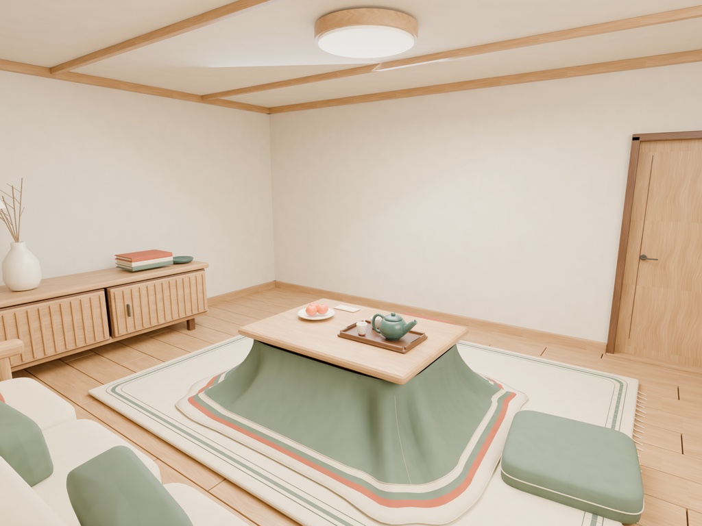 【期間限定価格】3Dこたつのある部屋 リビング FBX背景素材blender