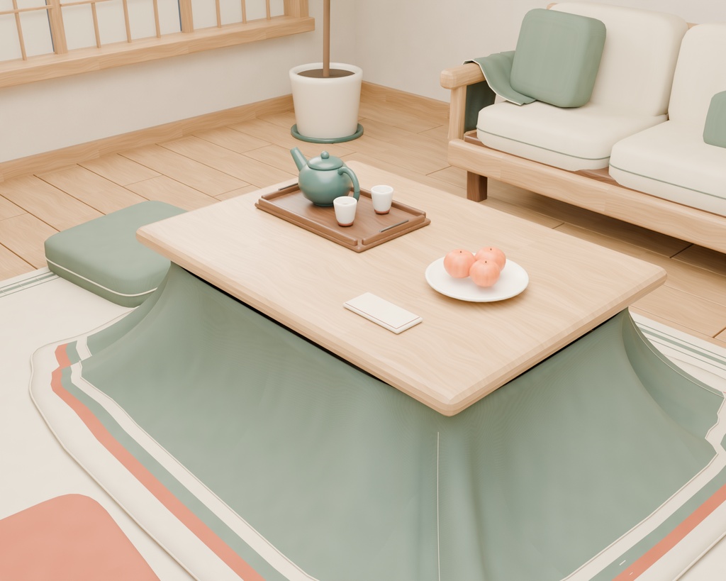 【期間限定価格】3Dこたつのある部屋 リビング FBX背景素材blender