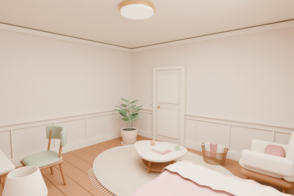 【期間限定価格】3D女の子 かわいい部屋内装 FBX背景素材blender