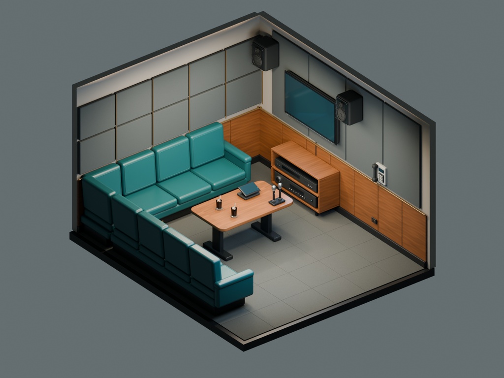 【期間限定価格】3Dカラオケボックス内装 高品質blender FBX背景素材