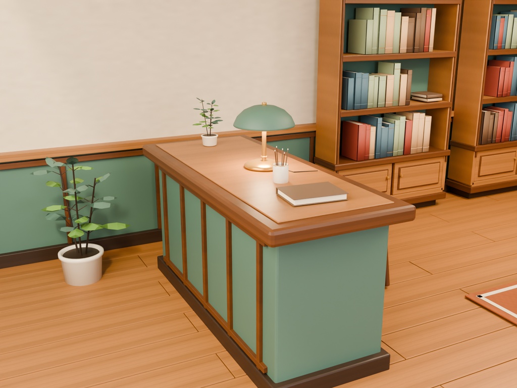 【期間限定価格】3D小さな書店内装 FBX背景素材 高品質blender