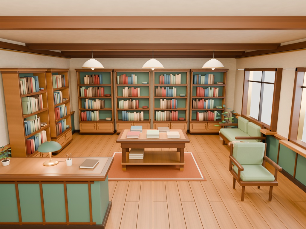 【期間限定価格】3D小さな書店内装 FBX背景素材 高品質blender