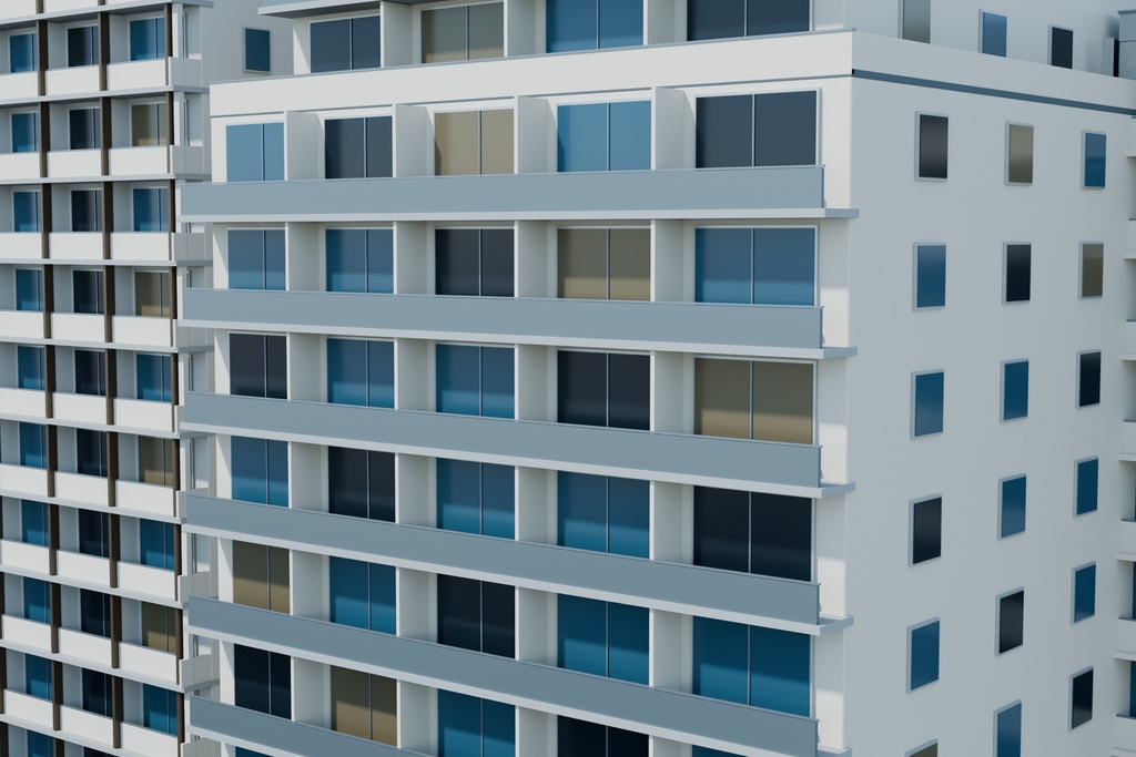 【期間限定価格】3Dマンションが並ぶ住宅街 高品質FBX背景素材 blender