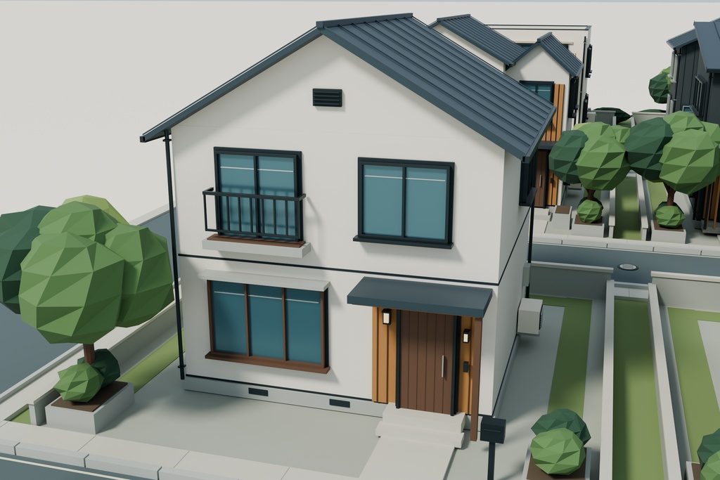 【期間限定価格】3D 15棟の住宅街 高品質FBX背景素材 blender