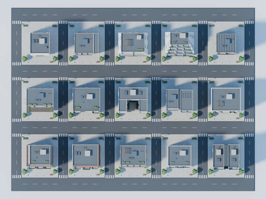 【期間限定価格】3Dマンションの並ぶ住宅街 高品質FBX背景素材