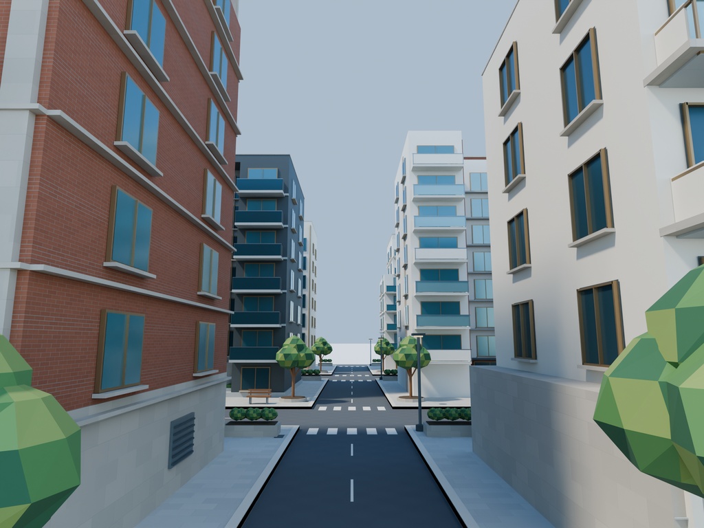 【期間限定価格】3Dマンションの並ぶ住宅街 高品質FBX背景素材