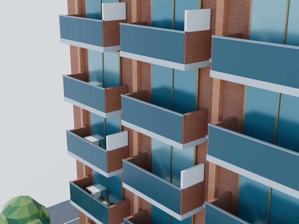 【期間限定価格】3Dマンションの並ぶ住宅街 高品質FBX背景素材
