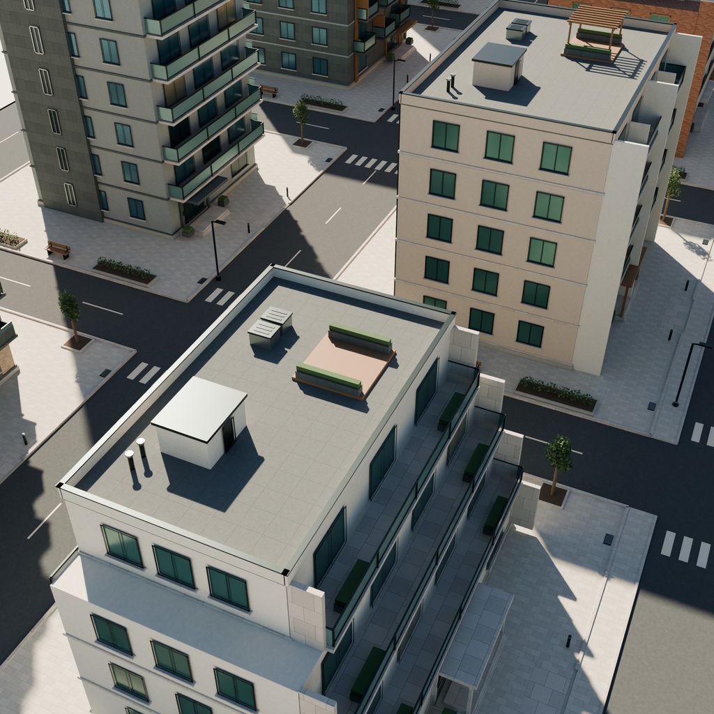 【期間限定価格】3Dマンションが並ぶ住宅街3 高品質FBX背景素材