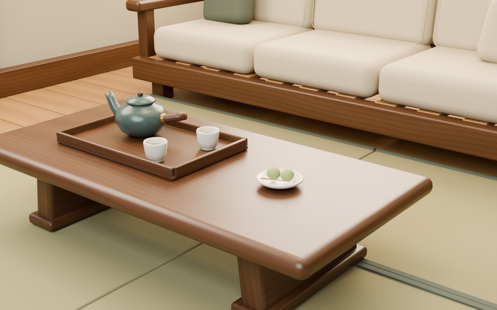 【期間限定価格】3D和風のリビングルーム 高品質blenderFBX背景素材 和室